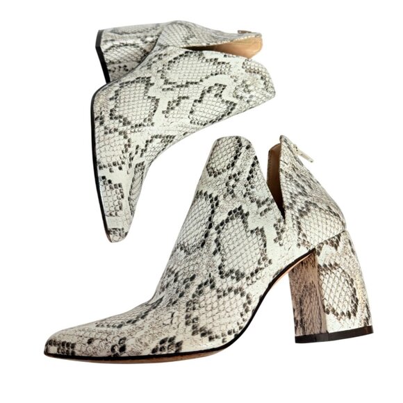 Steve Madden Edric Ankle Bootie Snakeskin Print Size 6 Block Heel Side Cut Out - Picture 7 of 13